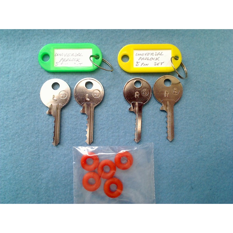 Both sets of Universal padlock LOW & MEDIUM keys